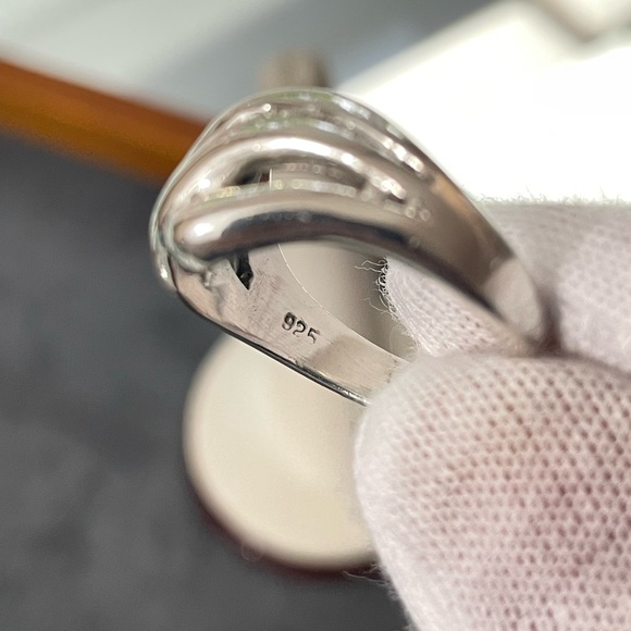 Vintage Sterling silver Modernist Crossover Ring 8.5 - Picture 6 of 8